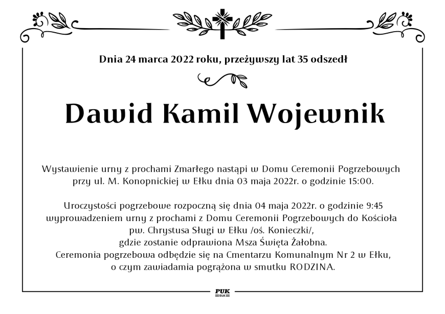 Dawid Kamil - nekrolog